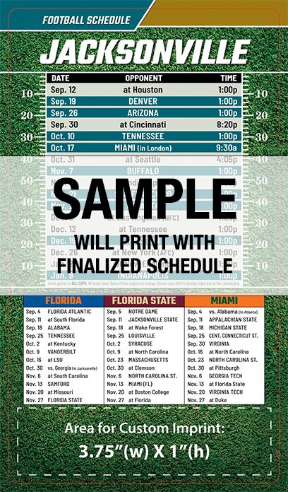 ReaMark Products: Jacksonville Full Magnet Football Schedule
